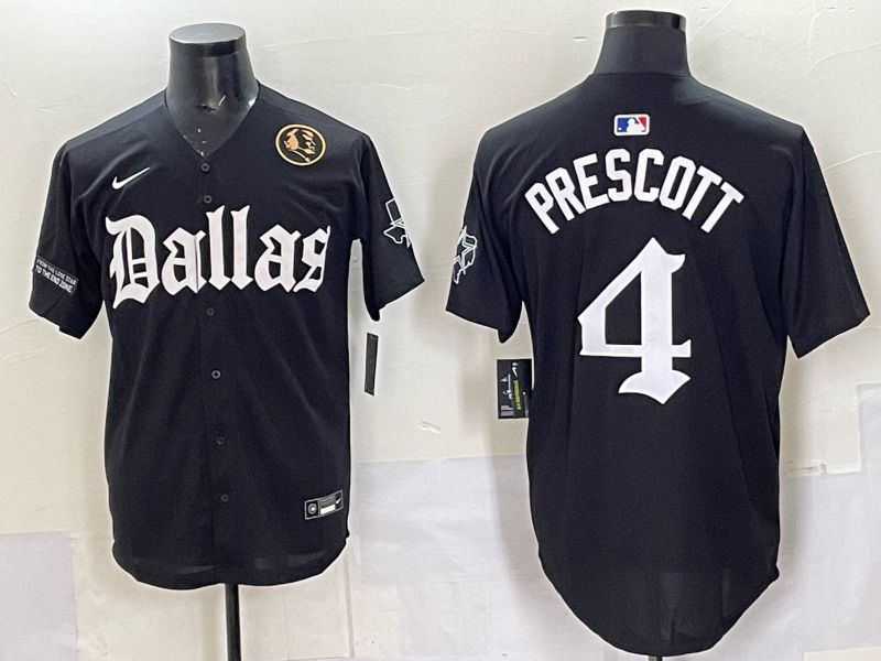 Men 2025 Nike Dallas Cowboys #4 Prescott Black 5th generation Joint Name Limited NFL Jersey 013